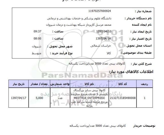 استعلام, استعلام کانولای بینی