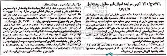 مزایده ,مزایده پلاک ثبتی 1/443 اصلی بخش 4 قم نوبت اول