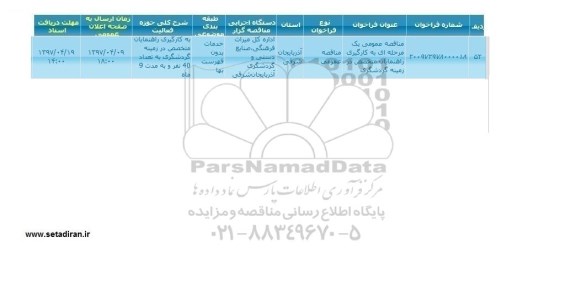 فراخوان مناقصه ، فراخوان مناقصه به کارگیری راهنمایان متخصص در زمینه گردشگری