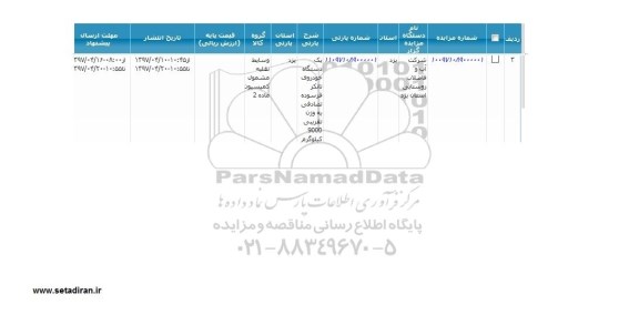 مزایده ، مزایده یک دستگاه خودروی تانکر فرسوده