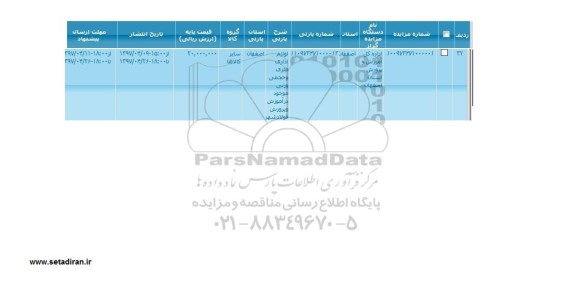 مزایده لوازم اداری فلزی و حجمی