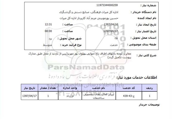  استعلام, استعلام معابر و کوچه باغ های اطراف باغ جهانی 