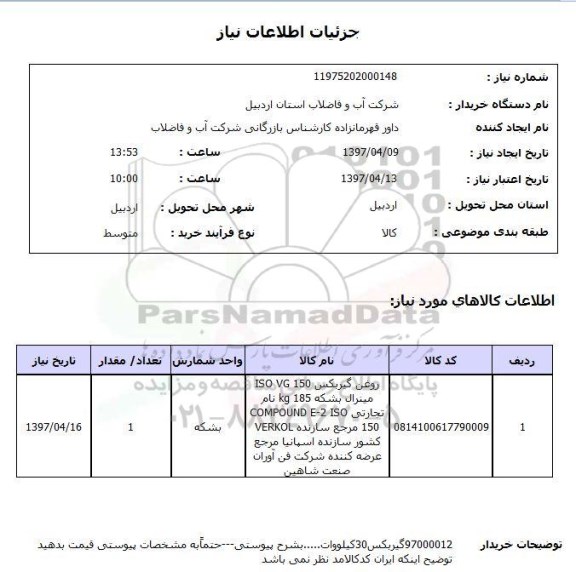 استعلام, روغن گیربکس