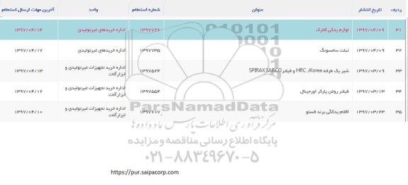 استعلام, استعلام لوازم یدکی کلارک، تبلت سامسونگ، شیر یک طرفه و...