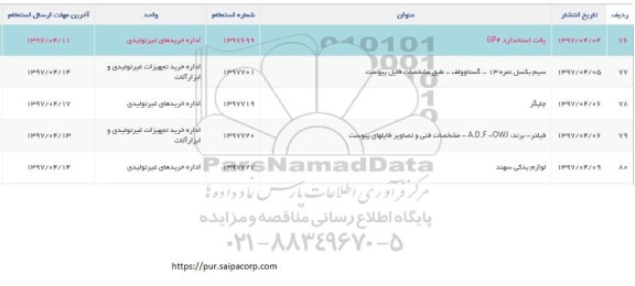 استعلام ,استعلام لوازم یدکی سهند