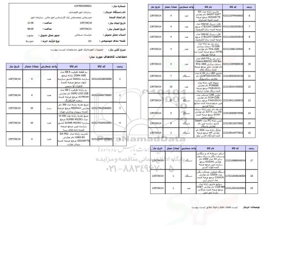 استعلام, استعلام تجهیزات انفورماتیک ...