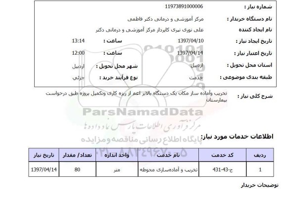 استعلام,تخریب و اماده سازی بالابر