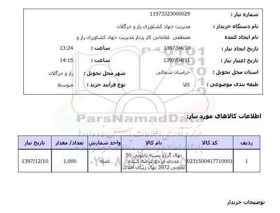 استعلام, نهال گردو