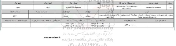 مزایده مغازه تجاری مساحت اعیانی 59.21متر