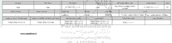 مزایده آپارتمان مسکونی پلاک ثبتی 79/5095
