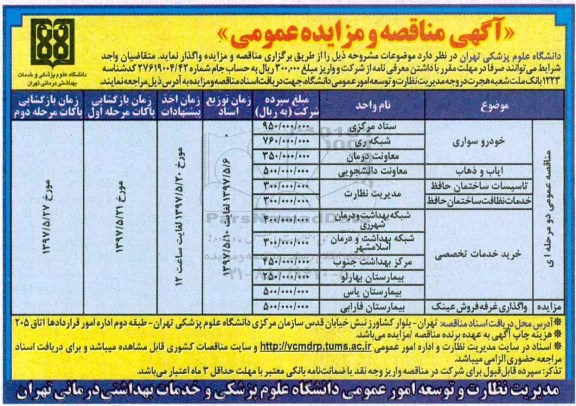 مزایده, مزایده واگذاری غرفه فروش عینک