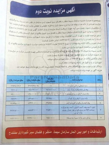 مزایده , مزایده دکه ها و بوفه ها - نوبت دوم
