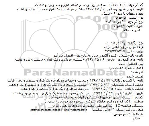 مزایده, مزایده واگذاری اداره امور جايگاه شركتی