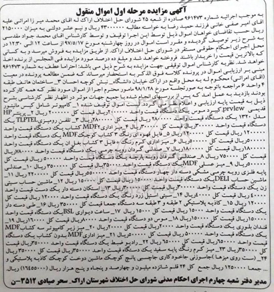 مزایده , مزایده فروش کامپیوتر شامل کیس مانیتور و ...