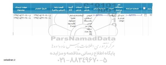 مزایده فروش یک دستگاه مینی بوس
