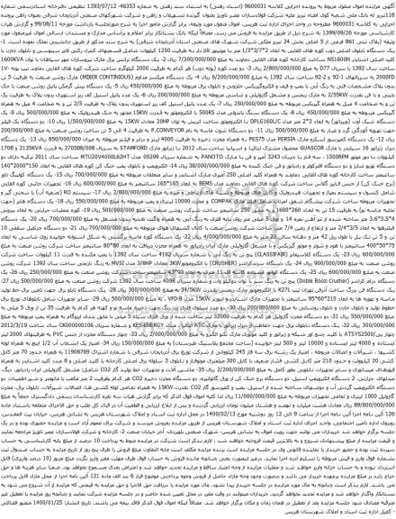 آگهی مزایده یک دستگاه تابلوی اصلی ذوب کوره و غیره ....
