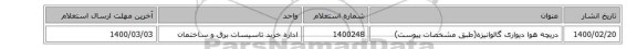 دریچه هوا دیواری گالوانیزه(طبق مشخصات پیوست)