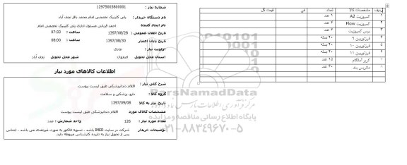 استعلام, استعلام اقلام داندانپزشکی