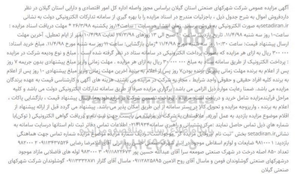 آگهی مزایده عمومی,مزایده ضایعات و لوازم اسقاطی