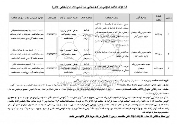 مناقصه، مناقصه جمع آوری، تفکیک، و تثبیت 45.000 تن پسماند و ضایعات ...