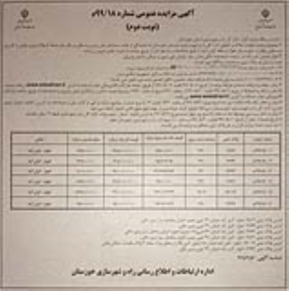 آگهی مزایده مزایده فروش 6 پلاک زمین دولتی با کاربری مسکونی نوبت دوم 