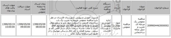 مناقصه عمومی یک مرحله ای تخریب و حمل نخاله ساختمانی