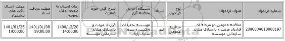مناقصه عمومی دو مرحله ای قرارداد مرمت و بازسازی منازل سازمانی موسسه