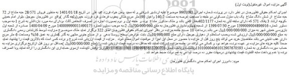 مزایده یک باب منزل مسکونی 