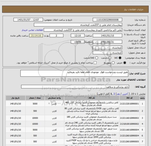 استعلام طبق لیست ودرخواست فوق  موجودی اقلام لطفا تائید بفرمائید