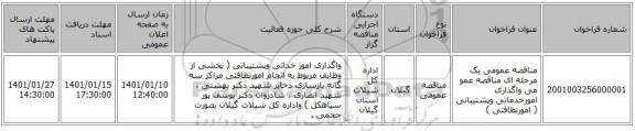 مناقصه عمومی یک مرحله ای مناقصه عمو می واگذاری امورخدماتی وپشتیبانی ( امورنظافتی ) 