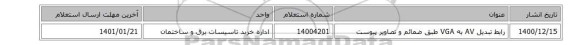 رابط تبدیل AV به VGA  طبق ضمائم و تصاویر  پیوست