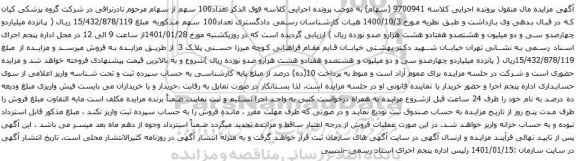 آگهی مزایده سهام 
