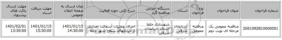 مناقصه عمومی یک مرحله ای نوبت دوم