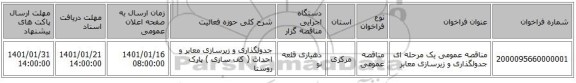 مناقصه عمومی یک مرحله ای جدولگذاری و زیرسازی معابر