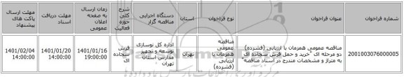 مناقصه عمومی همزمان با ارزیابی (فشرده) دو مرحله ای 
