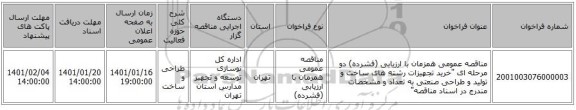 مناقصه عمومی همزمان با ارزیابی (فشرده) دو مرحله ای 