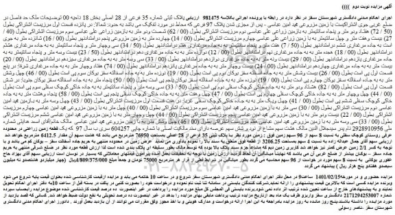 مزایده فروش پلاک ثبتی شماره 35 فرعی از 28 اصلی