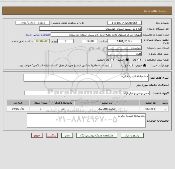 استعلام خط مبادله امیدیه جایزان