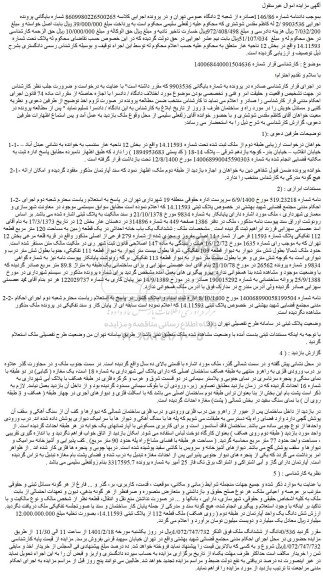 مزایده فروش ششدانگ یک باب خانه احداثی در یک قطعه زمین به مساحت 120 متر مربع