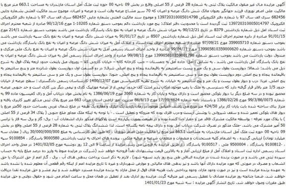 آگهی مزایده پلاک ثبتی به شماره 28 فرعی از 55 اصلی