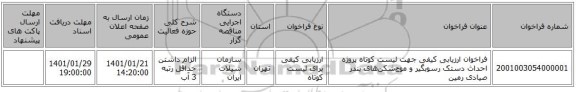 فراخوان ارزیابی کیفی جهت لیست کوتاه پروژه احداث دستک رسوبگیر و موج‌شکن‌های بندر صیادی رمین
