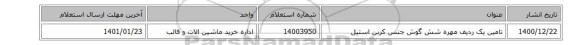 تامین یک ردیف مهره شش گوش‏ جنس ‎کربن استیل