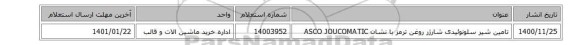 تامین شیر ‎سلونوئیدی شارژر روغن ترمز با نشان ASCO JOUCOMATIC