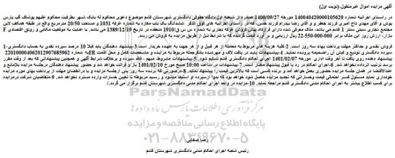 مزایده ششدانگ یک باب مغازه