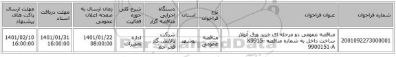 مناقصه عمومی دو مرحله ای خرید ورق آنولار ساخت داخل به شماره مناقصه K9915-9900151-A