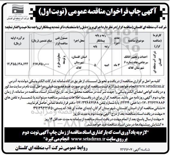 مناقصه احداث و تجهیز اتاقک سرچاهی چاه شماره 6