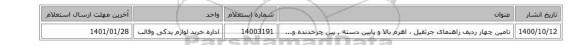 تامین چهار ردیف راهنمای جرثقیل ، اهرم ‎بالا و پایین‏ ‎دسته‏ , پین ‎چرخدنده و...