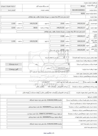 اجاره محل تعداد 28 غرفه موجود در شهربازی لوناپارک واقع در بلوار ابوالکلام 