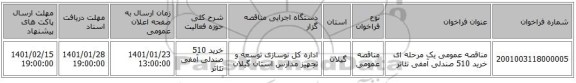 مناقصه عمومی یک مرحله ای خرید 510 صندلی آمفی تئاتر