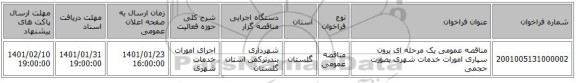 مناقصه عمومی یک مرحله ای برون سپاری امورات خدمات شهری بصورت حجمی 